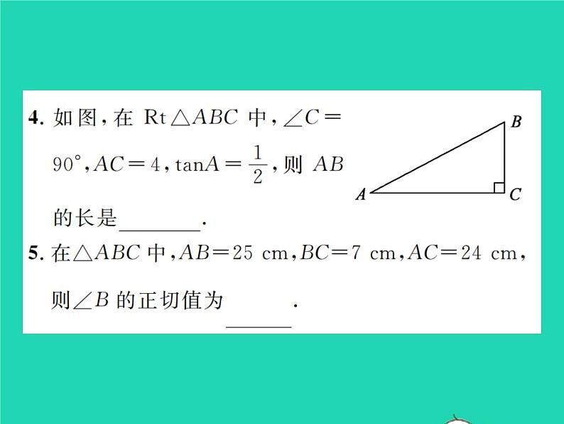 2022九年级数学下册第一章直角三角形的边角关系1.1锐角三角函数第1课时正切习题课件新版北师大版04