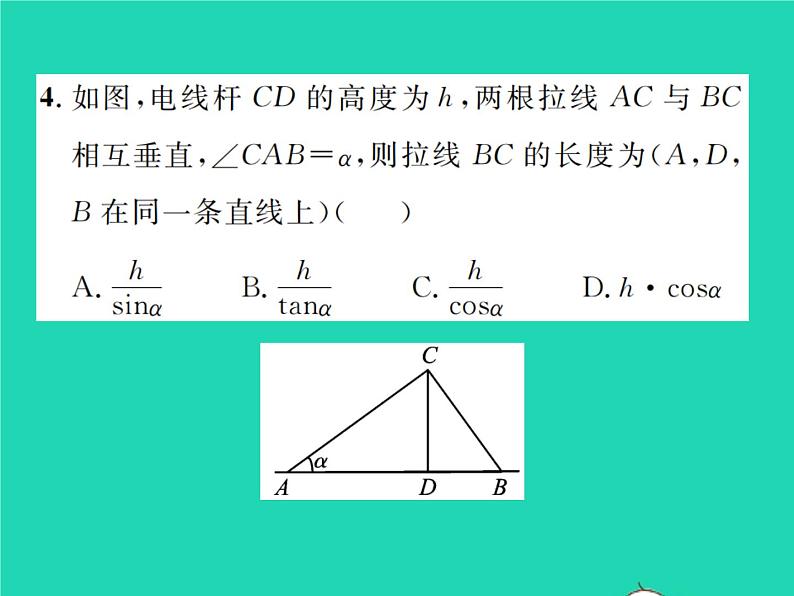 2022九年级数学下册第一章直角三角形的边角关系双休作业11.1_1.4习题课件新版北师大版04