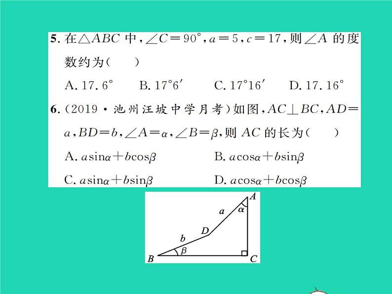 2022九年级数学下册第一章直角三角形的边角关系双休作业11.1_1.4习题课件新版北师大版05