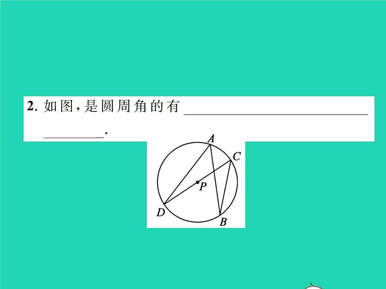 2022九年级数学下册第三章圆3.4圆周角和圆心角的关系第1课时圆周角定理及其推论习题课件新版北师大版03