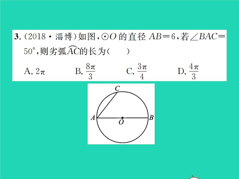 2022九年级数学下册第三章圆3.9弧长及扇形的面积习题课件新版北师大版03