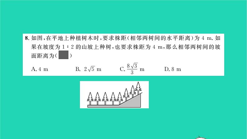 2022九年级数学下学期月考卷三习题课件新版北师大版07