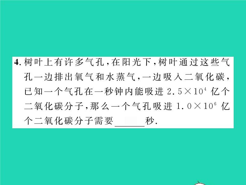 2022七年级数学下册第一章整式的乘除7整式的除法第1课时单项式除以单项式习题课件新版北师大版04