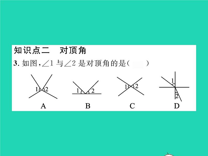 2022七年级数学下册第二章相交线与平行线1两条直线的位置关系第1课时对顶角补角和余角习题课件新版北师大版04