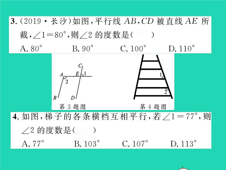 2022七年级数学下册第二章相交线与平行线3平行线的性质第1课时平行线的性质习题课件新版北师大版04