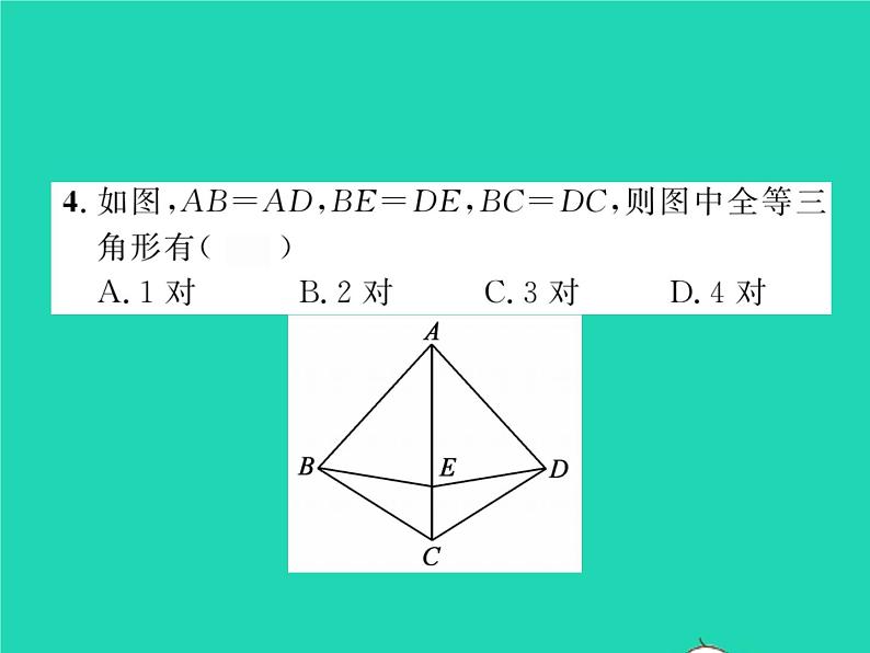 2022七年级数学下册第四章三角形3探索三角形全等的条件第1课时利用SSS判定三角形全等习题课件新版北师大版05