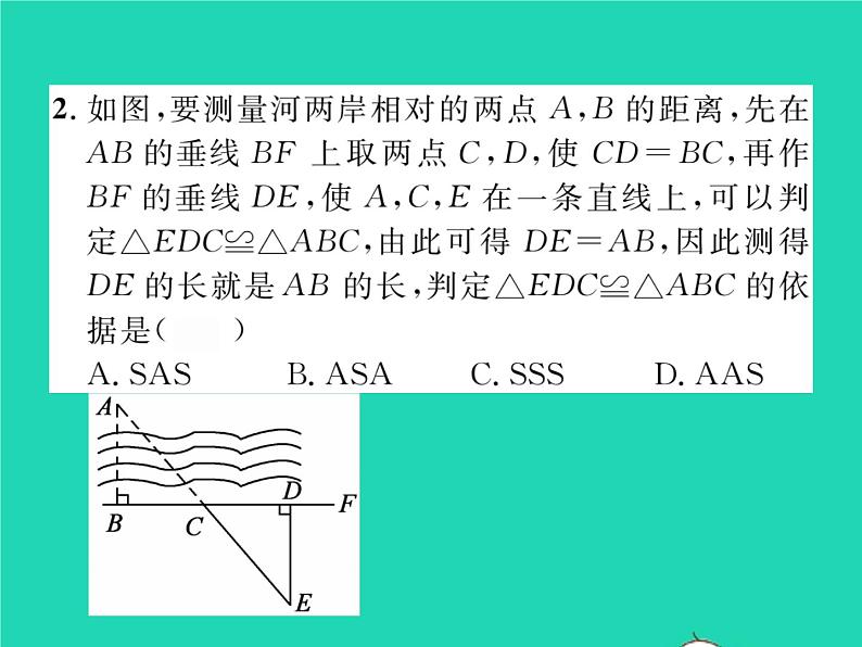 2022七年级数学下册第四章三角形5利用三角形全等测距离习题课件新版北师大版第4页