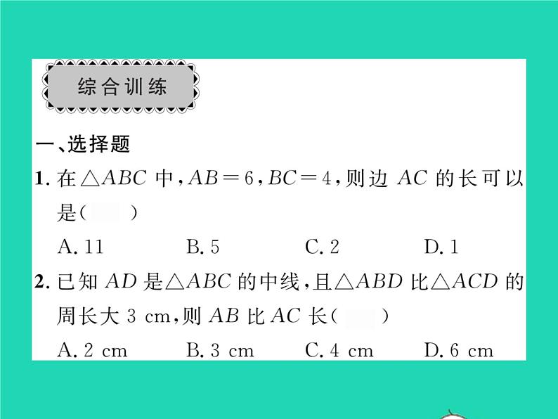 2022七年级数学下册第四章三角形章末复习与小结习题课件新版北师大版05