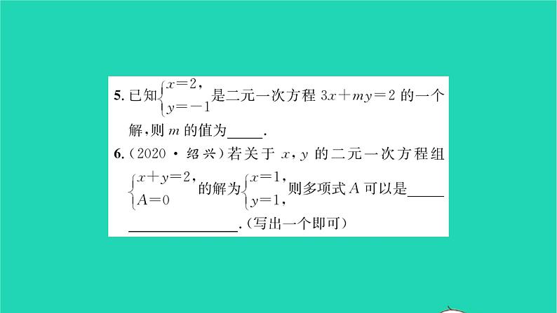 2022七年级数学下册第7章一次方程组7.1二元一次方程组和它的解习题课件新版华东师大版06