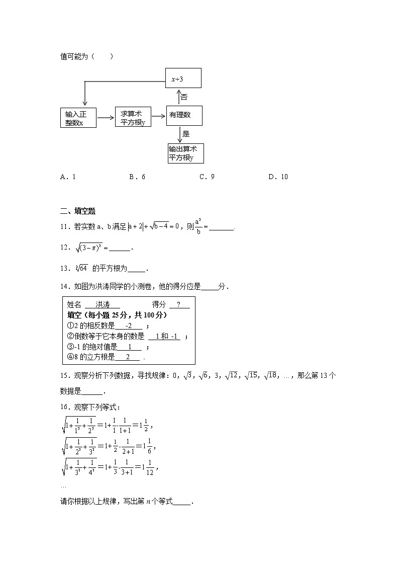 专题3.1 实数（基础篇）专项练习- 2022-2023学年七年级数学上册阶段性复习精选精练（浙教版）第2页