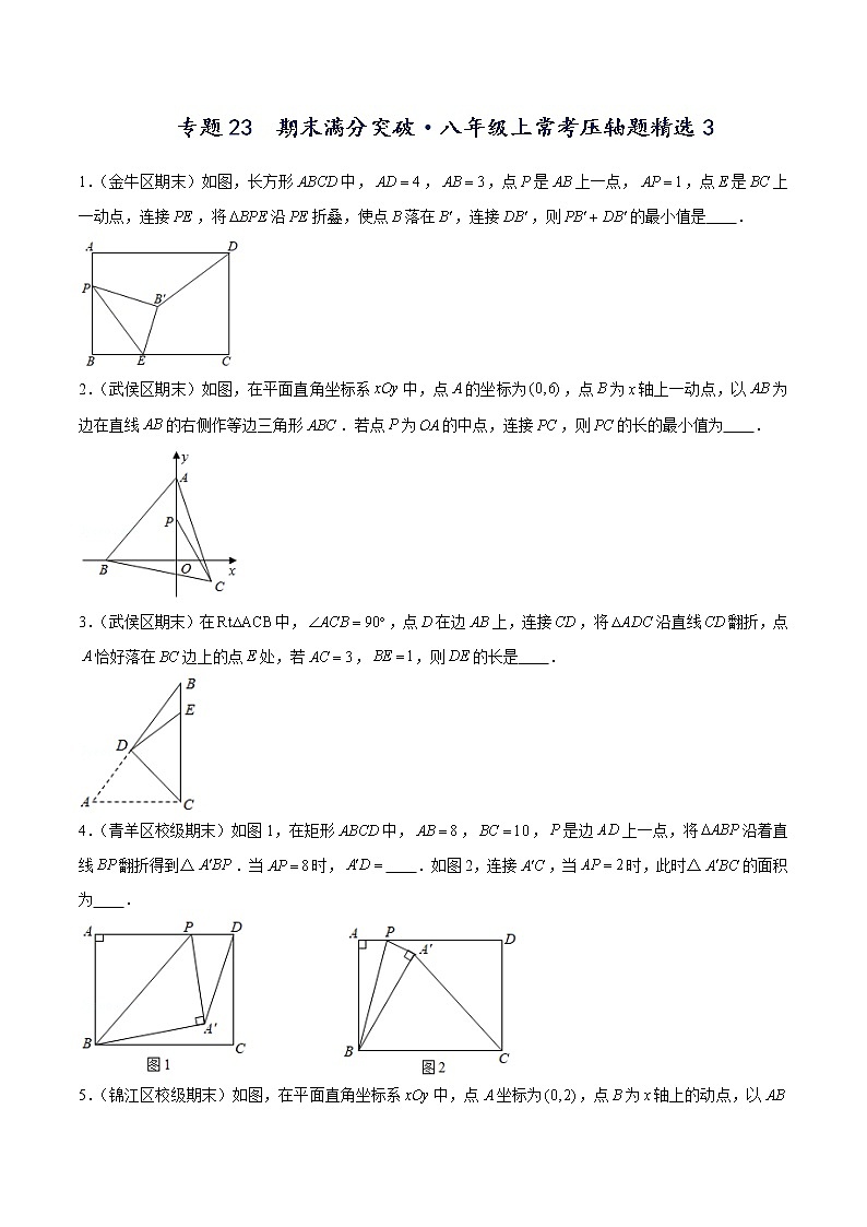 专题23  期末满分突破——八年级上常考压轴题精选3（原卷版）-【重难点突破】2022-2023学年八年级数学上册常考题专练（北师大版）第1页
