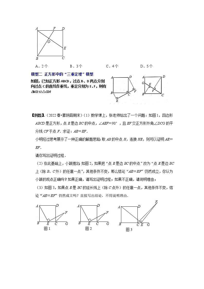 第11讲 正方形中的几个常用模型探究-【专题突破】2022-2023学年八年级数学下学期重难点及章节分类精品讲义(浙教版)03