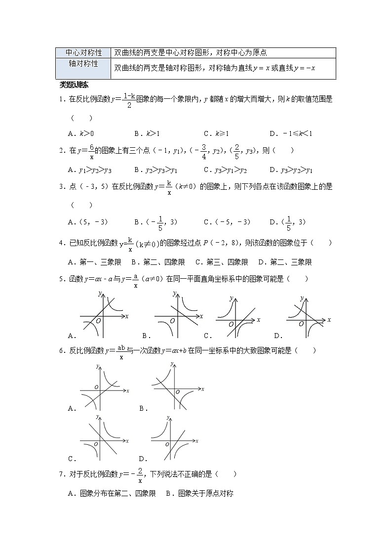 第12讲 反比例函数单元整体分类总复习-【专题突破】2022-2023学年八年级数学下学期重难点及章节分类精品讲义(浙教版)02