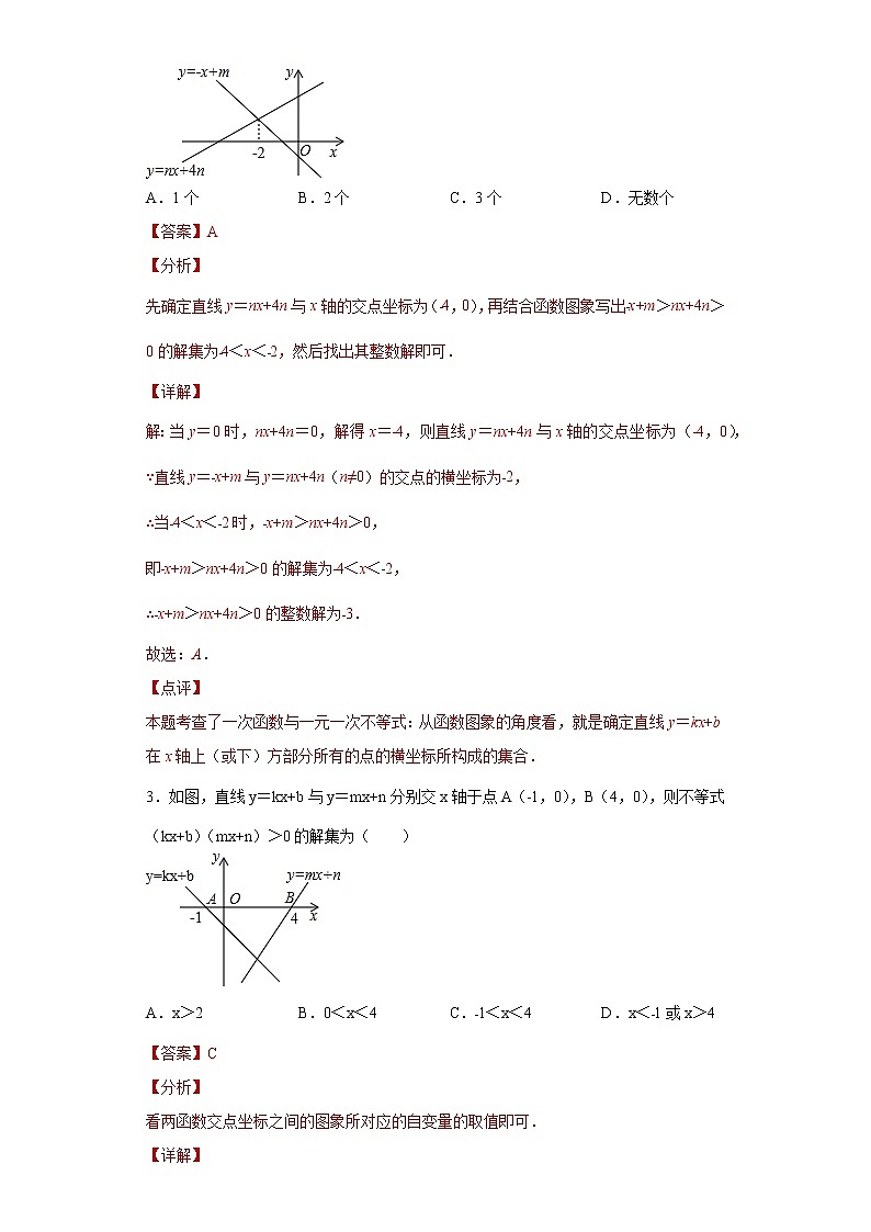 专题03数形思想课之一次函数与一元一次不等式综合专练（解析版）- 2022-2023学年八年级上册数学专题训练（浙教版）第2页