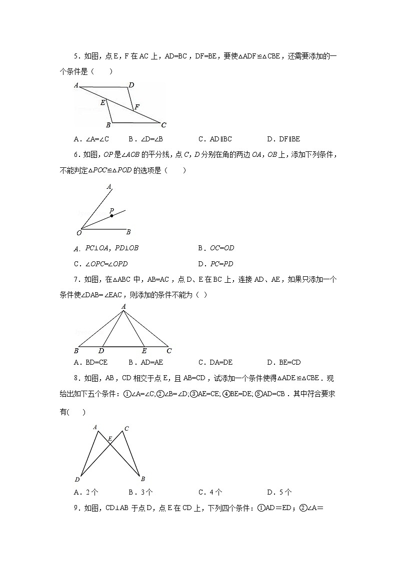 专题1.36 添加条件构造三角形全等（专项练习）-2022-2023学年八年级数学上册基础知识专项讲练（浙教版）02
