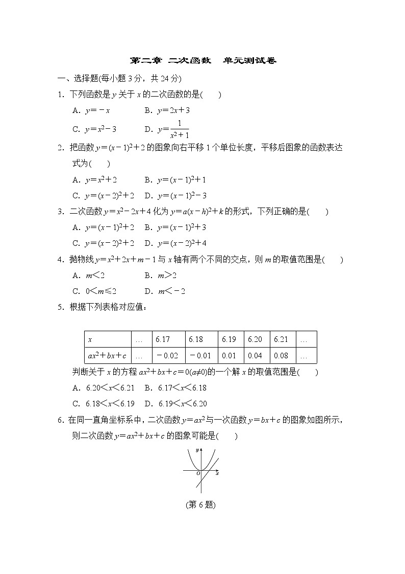 第二章 二次函数  单元测试卷 2022-2023学年 北师大版数学九年级下册(含答案)01