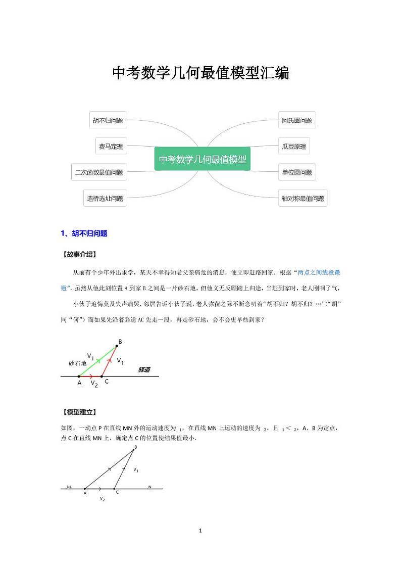 中考数学几何最值模型汇编第1页