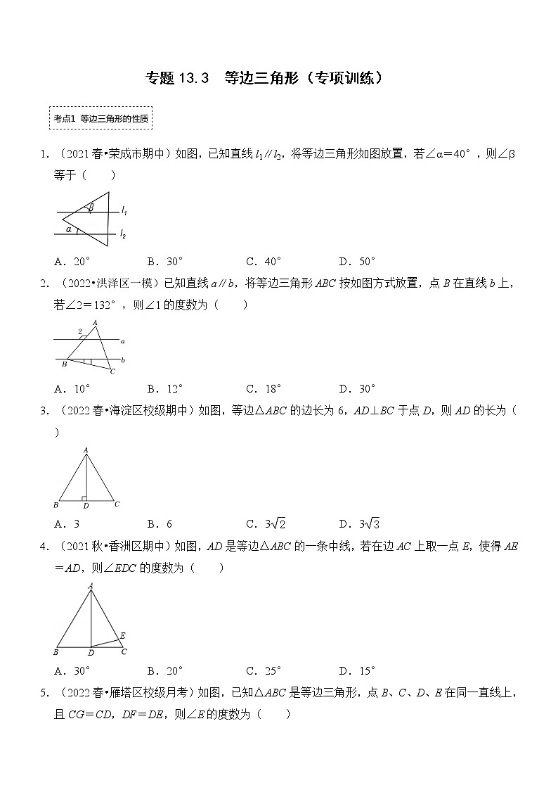 专题13.3 等边三角形（专项训练）（含解析）01