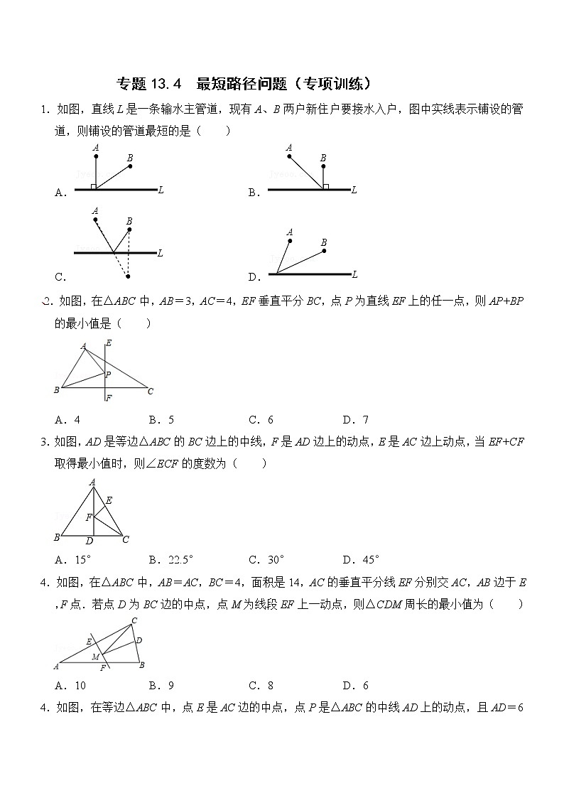 专题13.4 最短路径问题（专项训练）（含解析）01