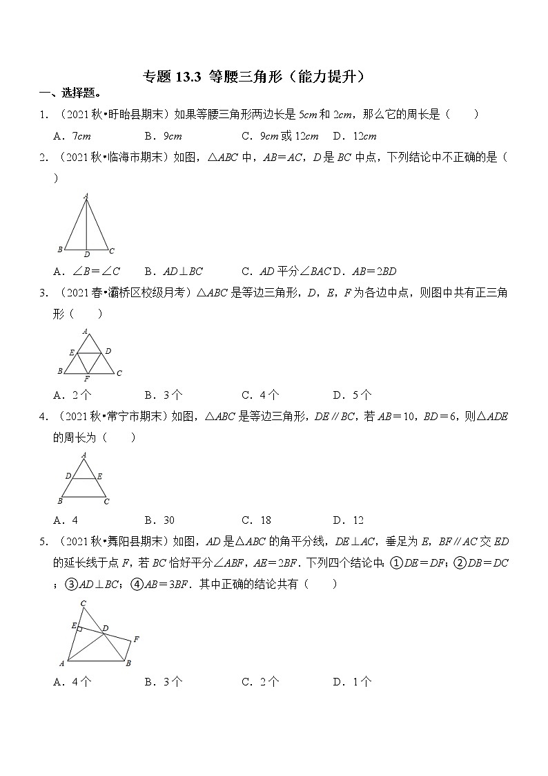 专题13.3 等腰三角形（能力提升）（含解析）测试题01