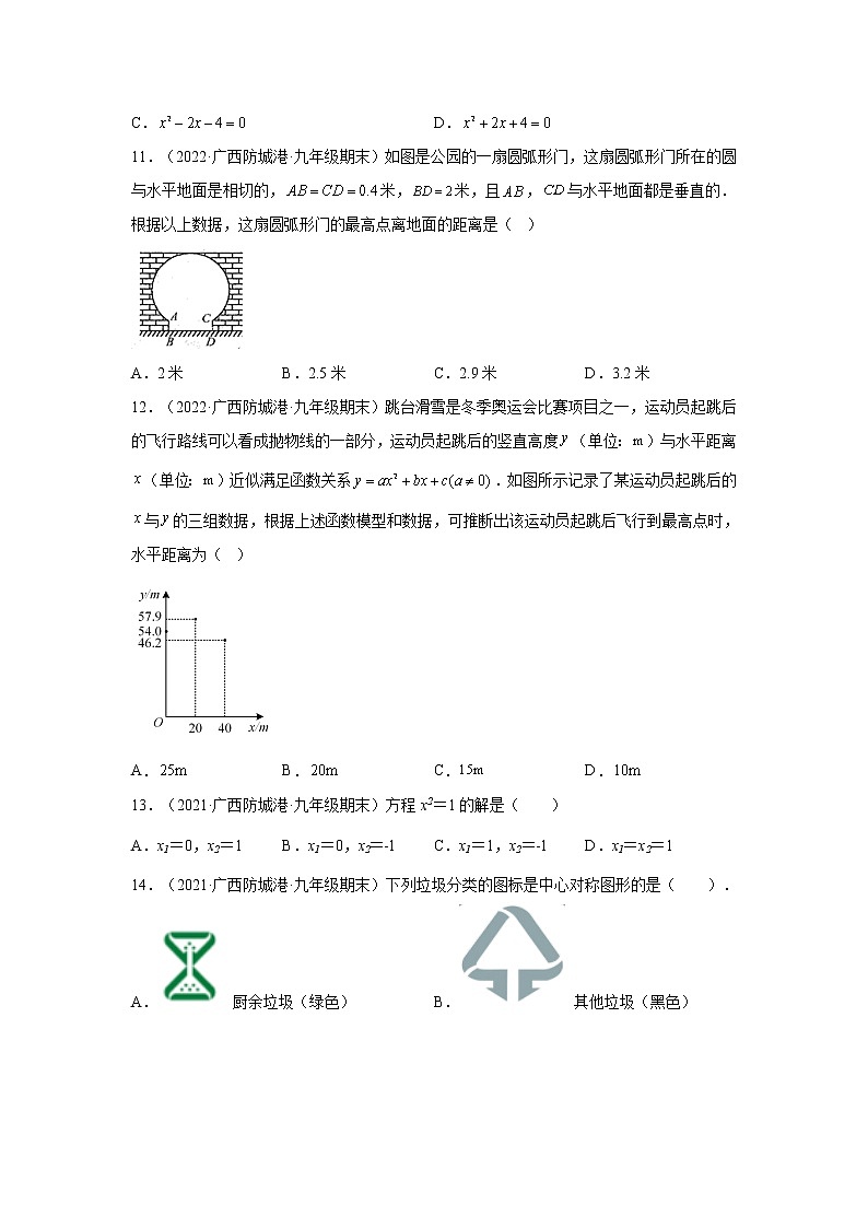 广西防城港市3年（2020-2022）九年级数学上学期期末试题汇编-01选择题第3页