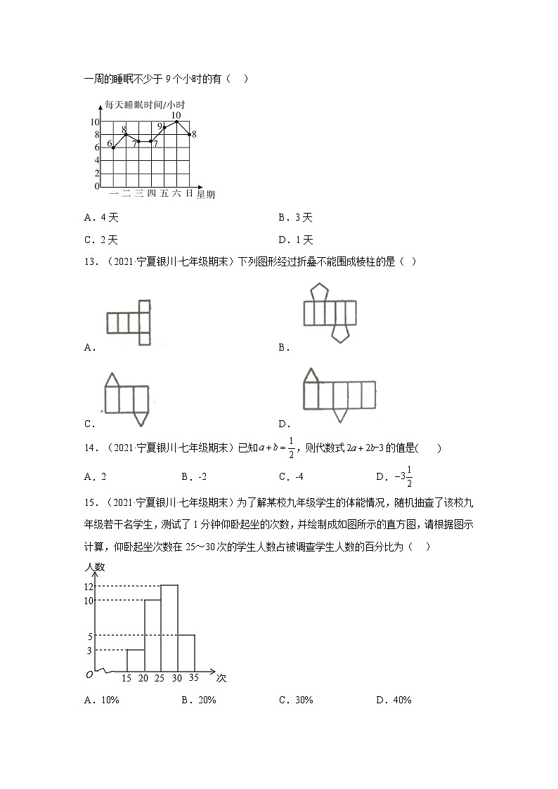 宁夏银川市兴庆区3年（2020-2022）七年级数学上学期期末试题汇编1选择题03