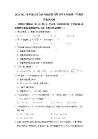 浙江省仙居县白塔中学2022-2023学年九年级上学期开学检测数学试题（含答案）