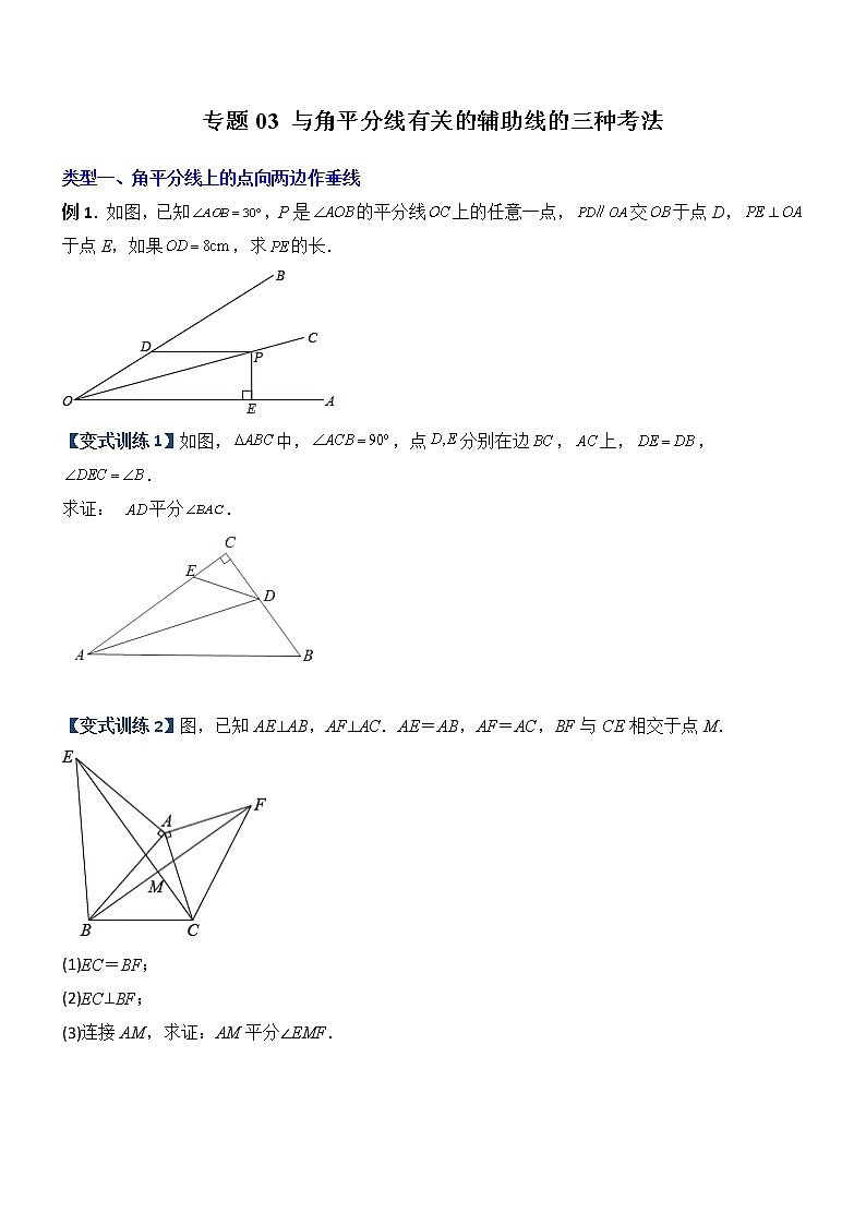 专题03 与角平分线有关的辅助线的三种考法-【常考压轴题】01