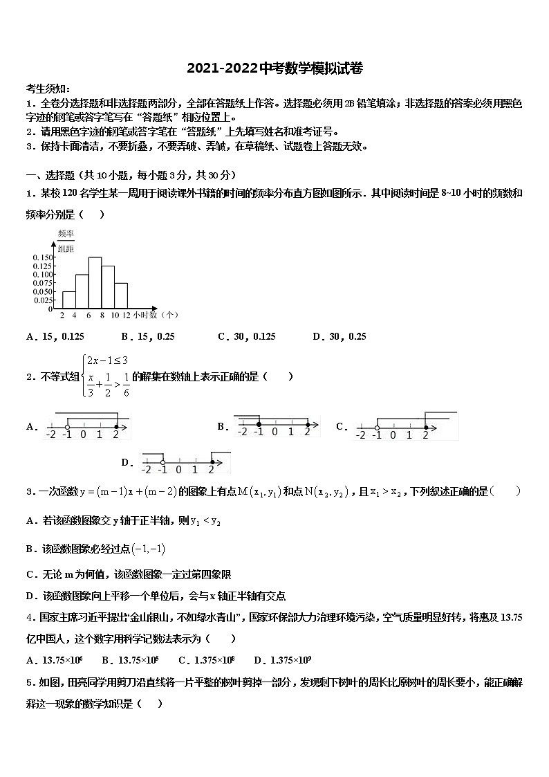 江苏省无锡市梁溪区民办辅仁中学2022年中考数学猜题卷含解析第1页