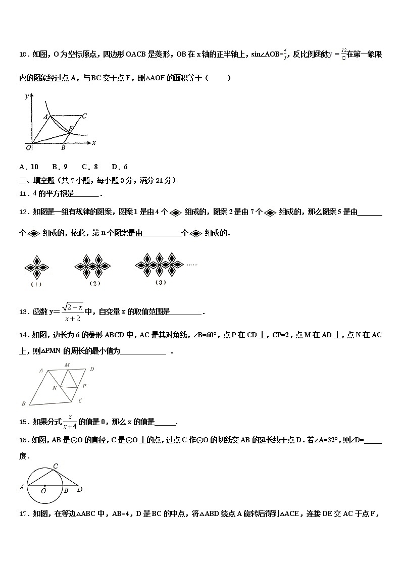 江苏省盐都市盐都初级中学2021-2022学年中考数学模试卷含解析第3页