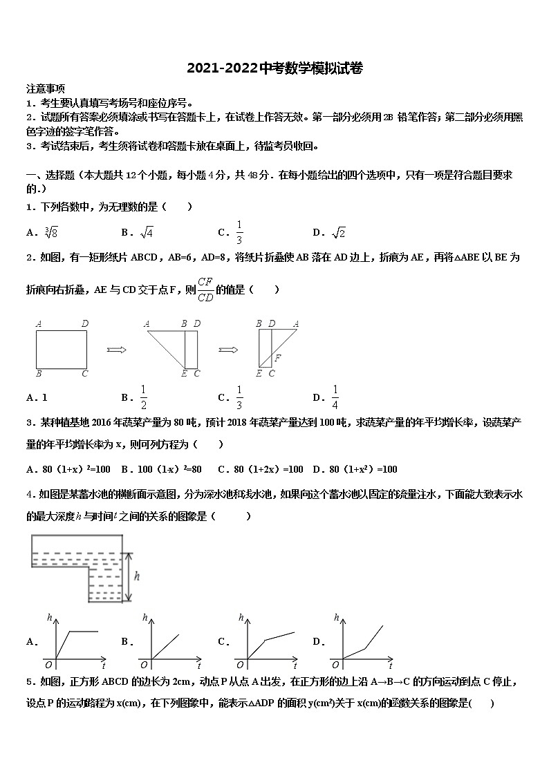 江苏省镇江市重点达标名校2022年中考二模数学试题含解析01