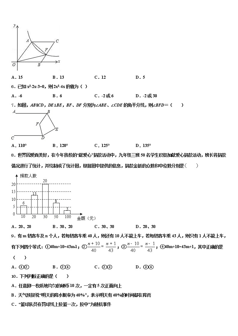 江苏无锡市重点名校2021-2022学年中考数学五模试卷含解析02