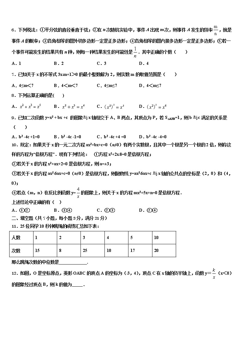 江西省上饶二中学2021-2022学年中考数学押题卷含解析02