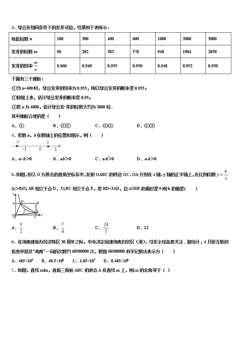 辽宁省丹东市第九中学2021-2022学年中考适应性考试数学试题含解析第2页