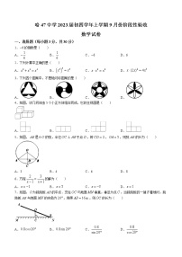 黑龙江省哈尔滨市第四十七中学2022-2023学年九年级上学期9月月考数学试卷(含答案)