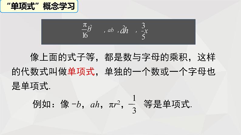 北师大版数学七年级上册：3.3 整式  课件第6页