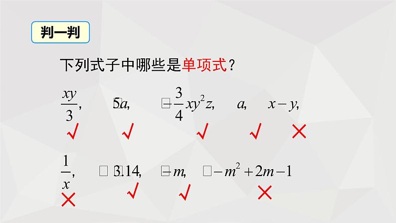 北师大版数学七年级上册：3.3 整式  课件第8页