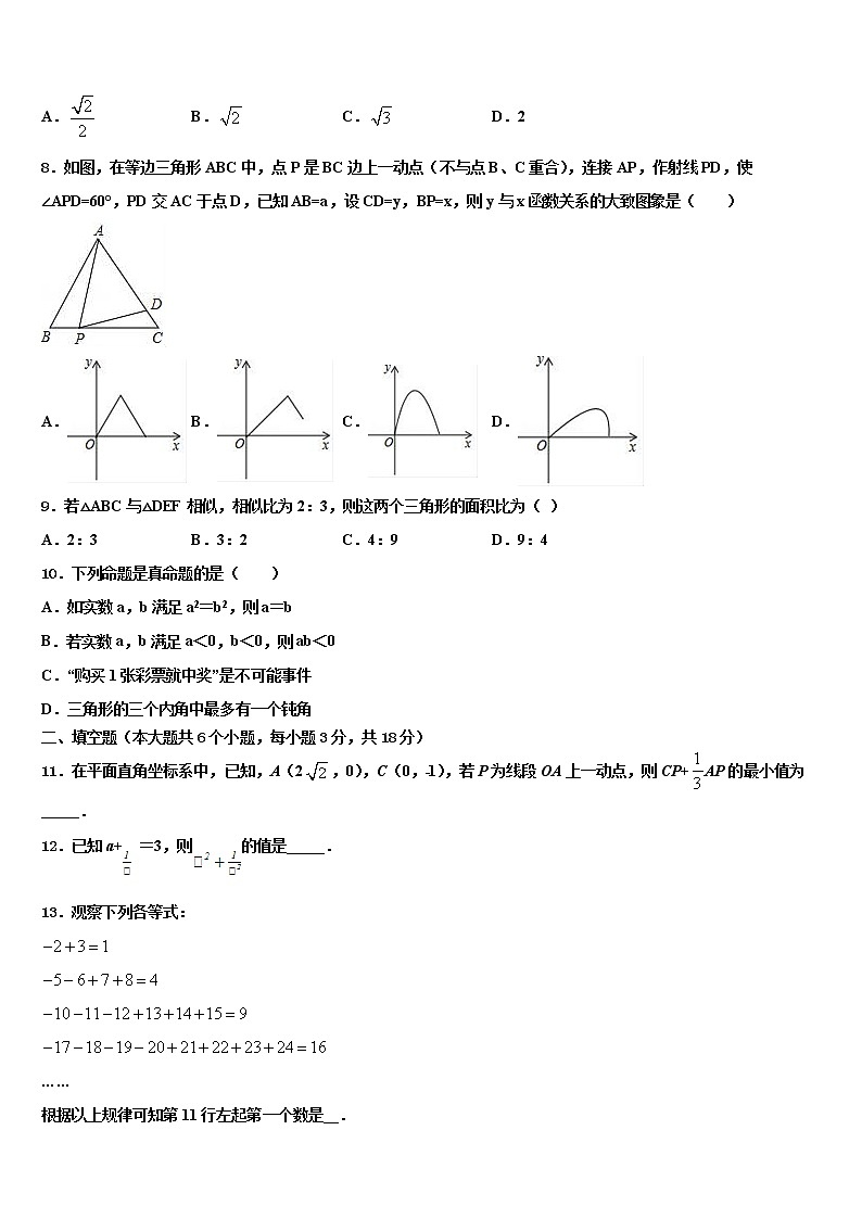 内蒙古赤峰市翁牛特旗乌丹六中学2022年初中数学毕业考试模拟冲刺卷含解析02