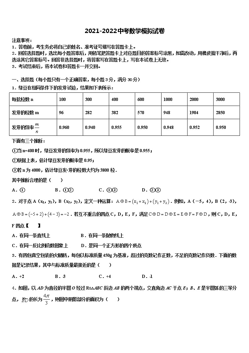 内蒙古杭锦旗2022年中考冲刺卷数学试题含解析第1页
