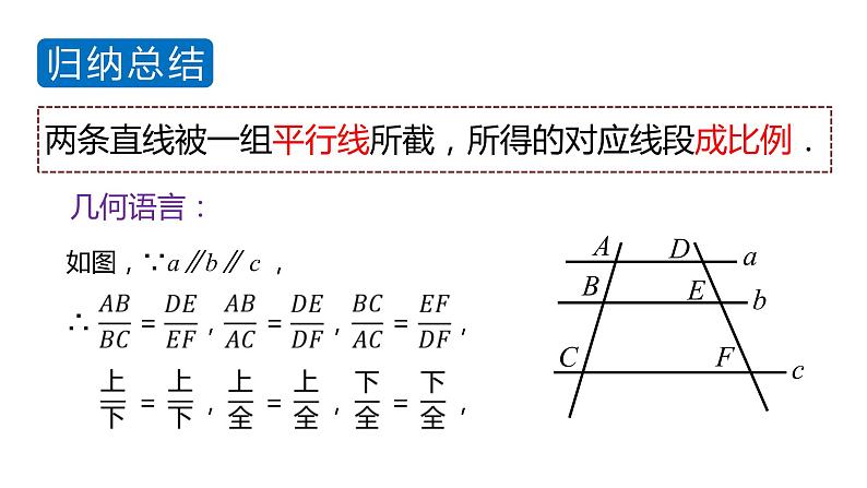 北师大版九年级数学上册课件 4.2　平行线分线段成比例08