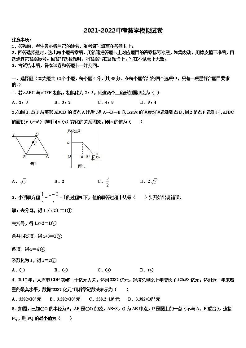 山东省费县2021-2022学年中考数学猜题卷含解析第1页
