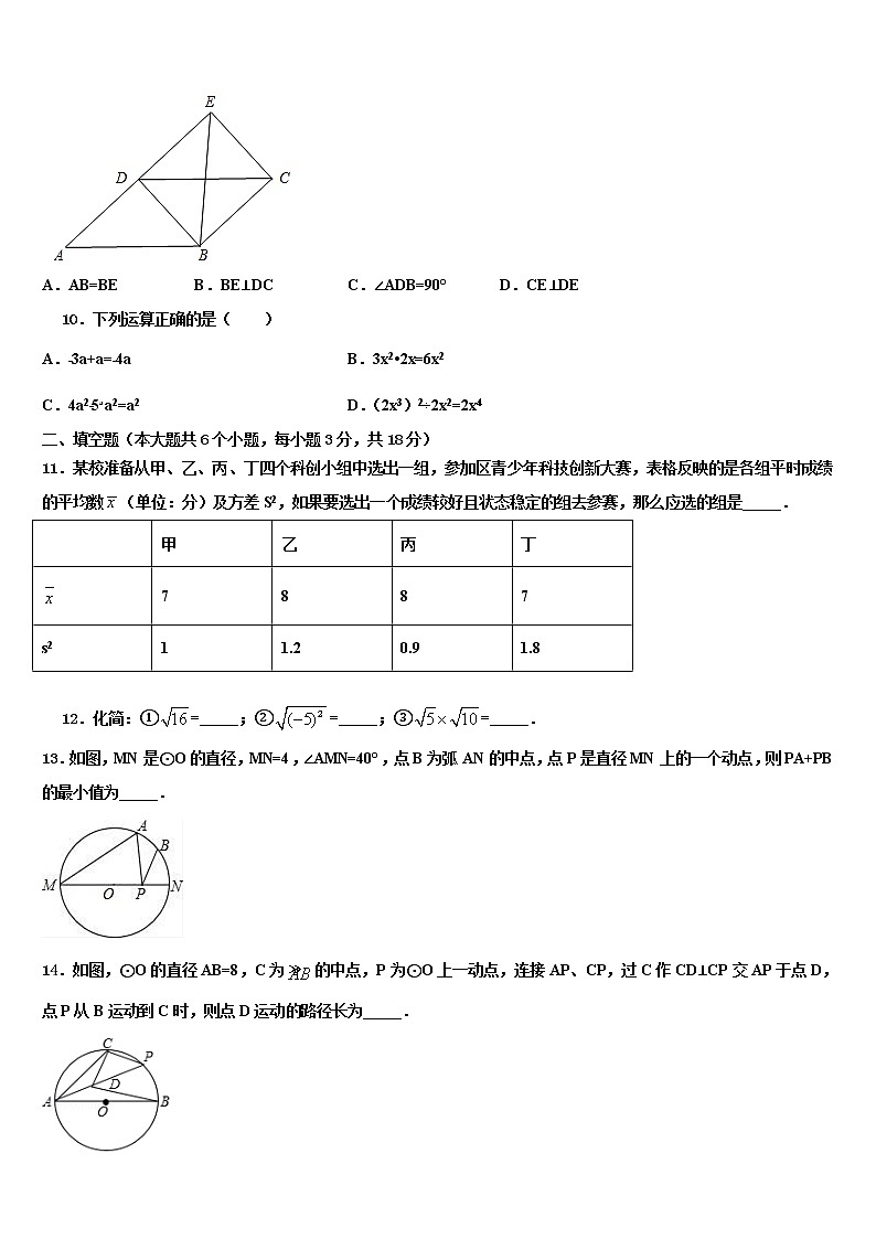 山东省临沭县青云镇中心中学2022年中考数学仿真试卷含解析第3页