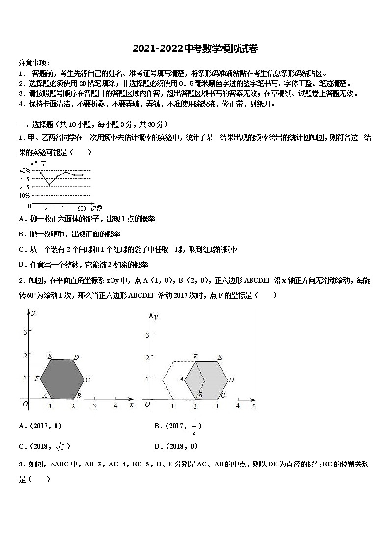 山东省枣庄市峄城区重点名校2022年中考数学模拟试题含解析第1页