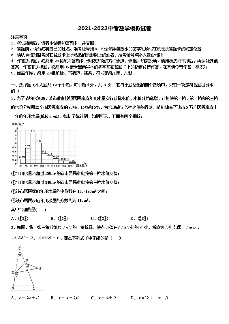 山东省淄博市周村区萌水中学2022年中考数学押题卷含解析01