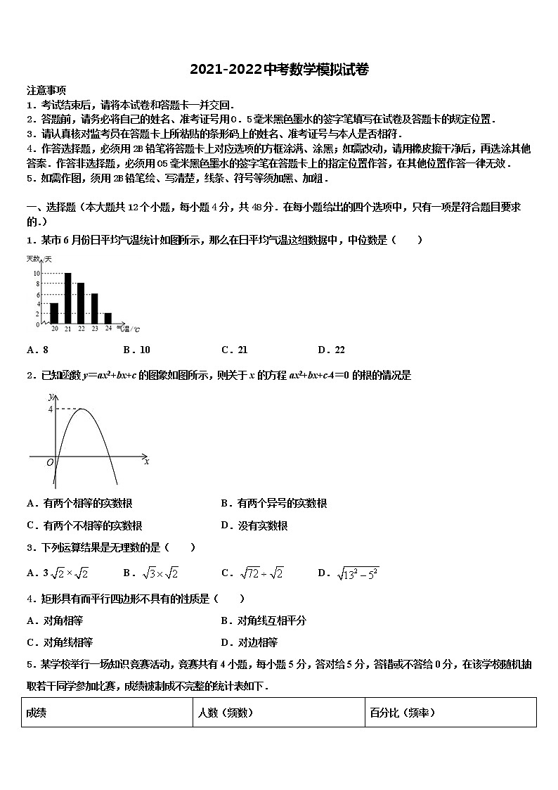 山西省晋城市陵川县2022年中考数学仿真试卷含解析01