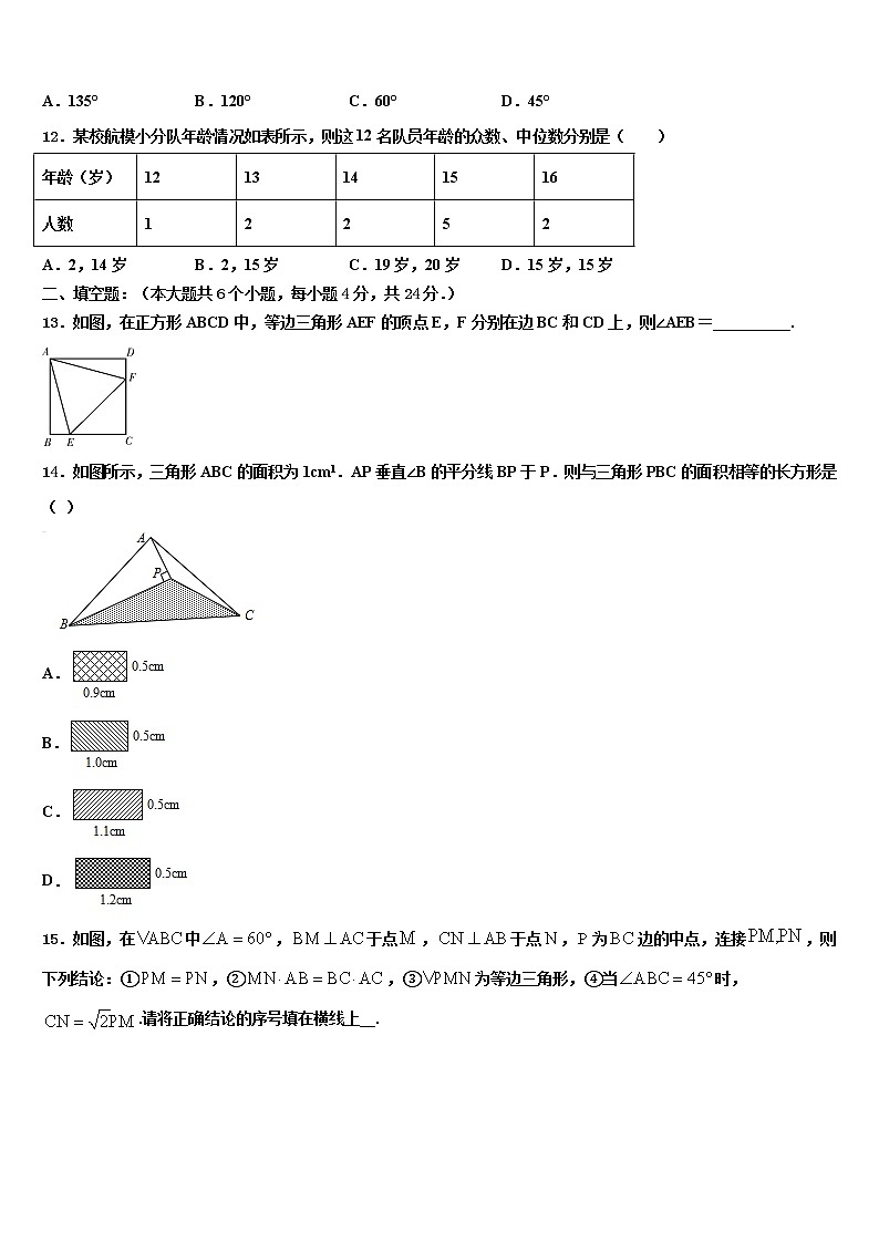 山东省济南市莱芜区陈毅中学2022年中考数学仿真试卷含解析第3页