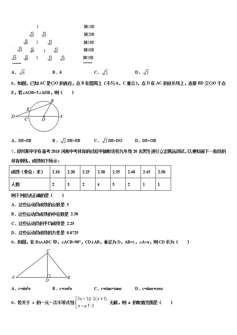 山东省济南槐荫区五校联考2022年中考一模数学试题含解析第2页