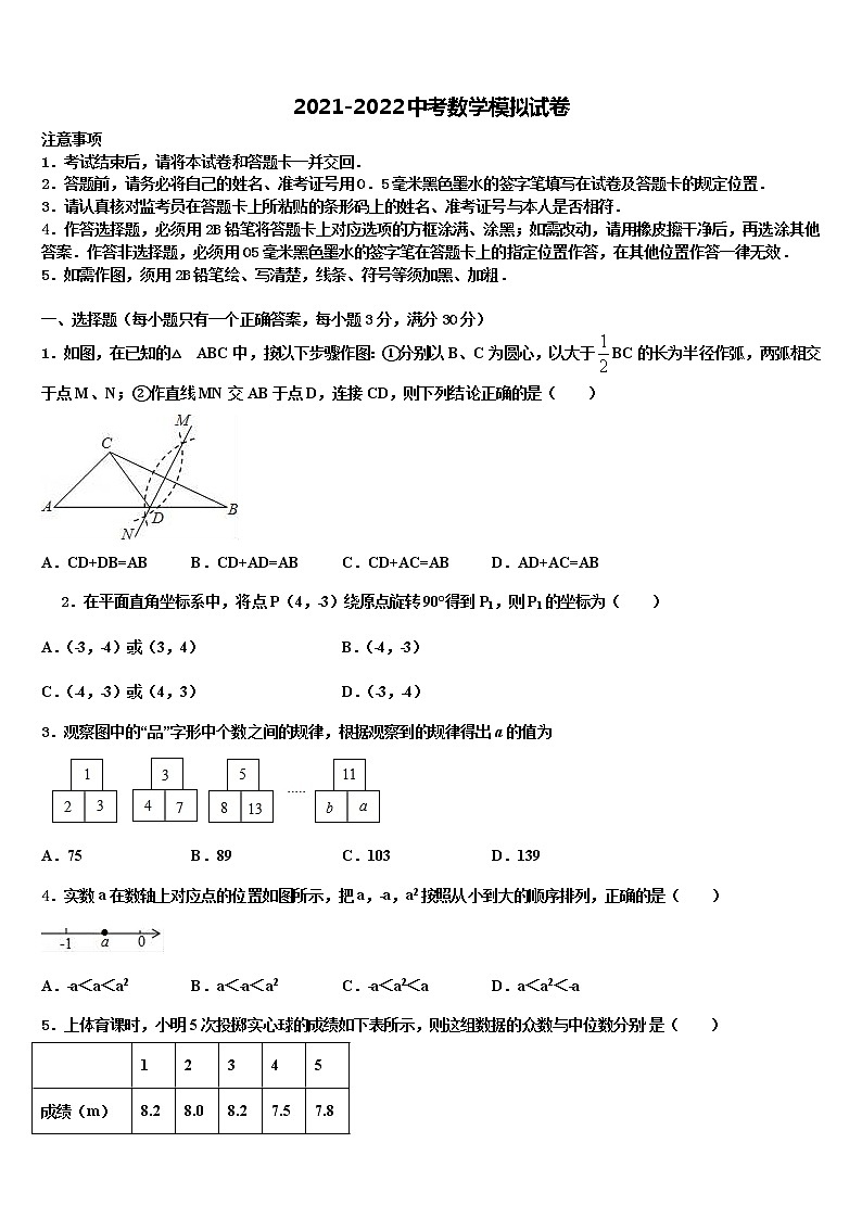 山东省济南实验市级名校2022年中考考前最后一卷数学试卷含解析第1页