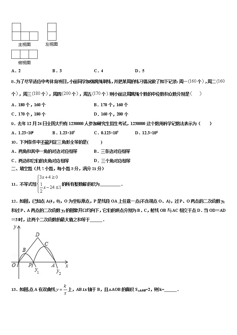山东省菏泽市单县市级名校2021-2022学年中考四模数学试题含解析02