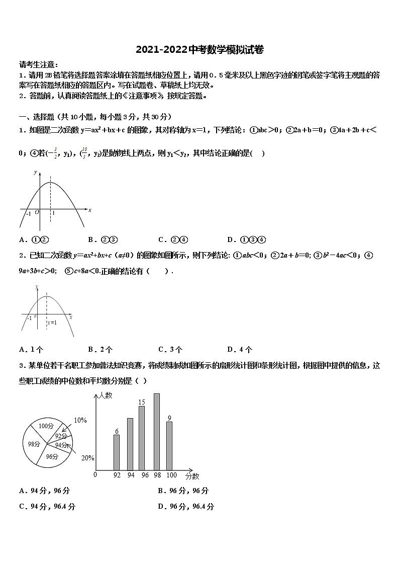 山西省吕梁市重点中学2021-2022学年中考冲刺卷数学试题含解析01
